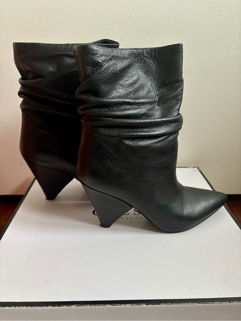 Guess Women's Black Slouchy Pointed-Toe Ankle Boots